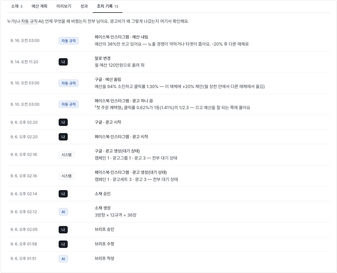조치 기록 탭